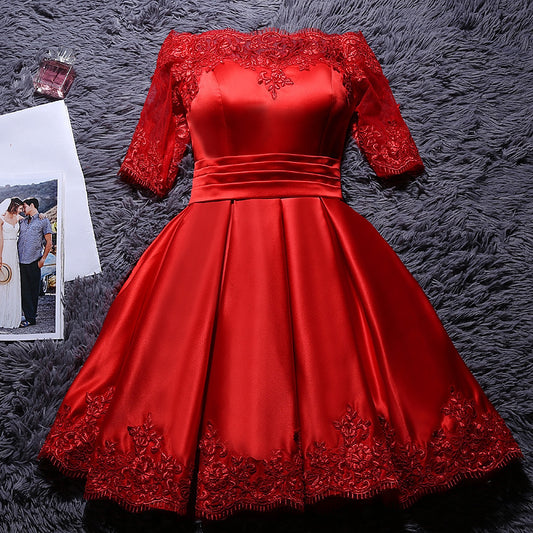 Vestido de Dama de Honor Elegante Cuello Bote Línea A Champagne Reflectante - Image 2
