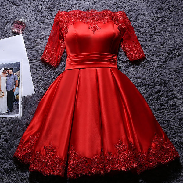 Vestido de Dama de Honor Elegante Cuello Bote Línea A Champagne Reflectante