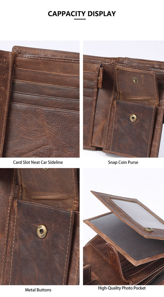 Billetera de Cuero para Hombre Estilo Retro Crazy Horse - Compacta y Clásica - Image 21