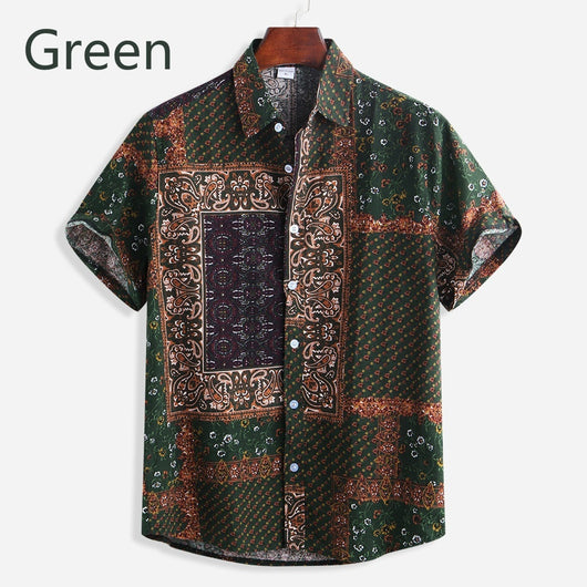 Camisa Casual de Manga Corta con Estampado Geométrico - Image 3