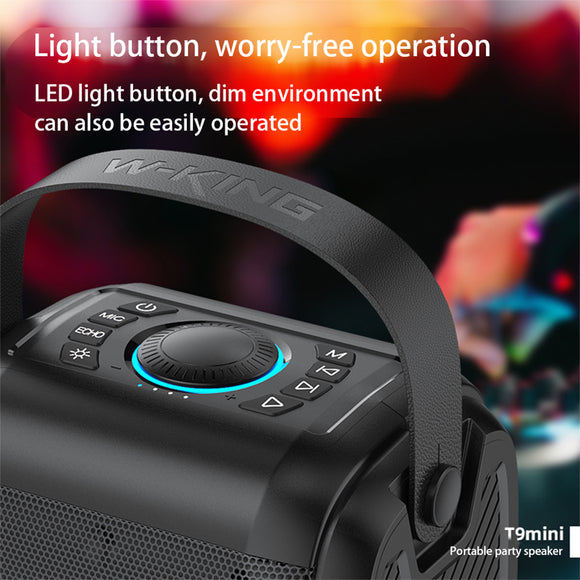 Parlante Bluetooth Portátil con Luz LED Circular y Sonido de Rango Completo