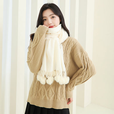 Capa Elegante para Mujer con Pompones - Mezcla de Cachemira y Lana - Image 31