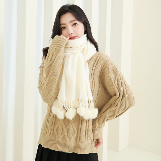 Capa Elegante para Mujer con Pompones - Mezcla de Cachemira y Lana - Image 31