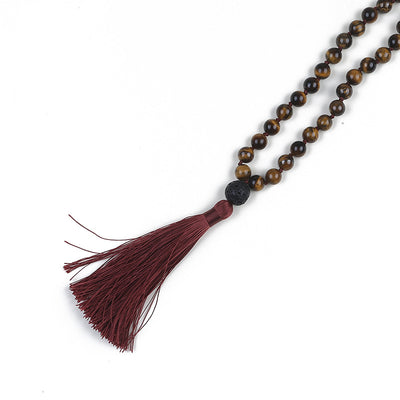 Collar Largo de Ojo de Tigre con Borla - Estilo Minimalista - Image 8