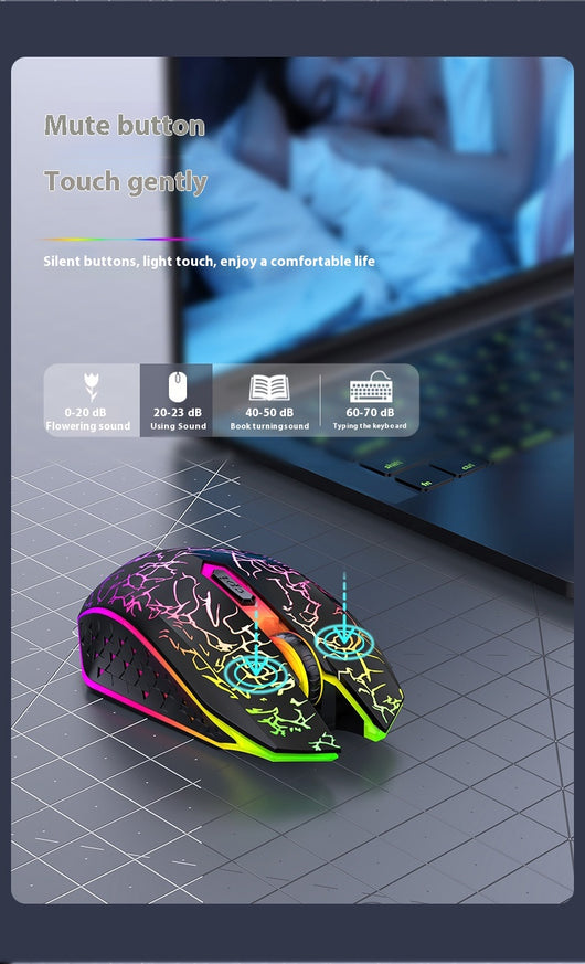 Ratón Gaming Inalámbrico Dual Mode 2.4GHz Recargable con Luz LED Respirable - Image 22