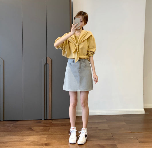Falda Denim Coreana con Tecnología Bubble Rice - Diseño Moderno y Ligero - Image 3
