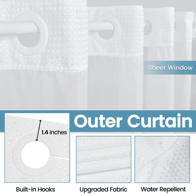 Cortina de Baño Doble Capa con Hebilla Grande - Diseño Liso y Moderno - Image 26
