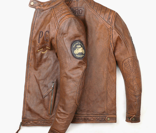 Chaqueta de Cuero Vintage Desgastada para Hombre - Image 5
