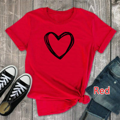 Camiseta Mujer Estampado Corazón Manga Corta Suelta Casual Verano - Image 14