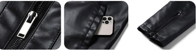 Chaqueta de Cuero para Hombre Slim Fit con Cuello de Pie - Abrigo Biker Premium - Image 13