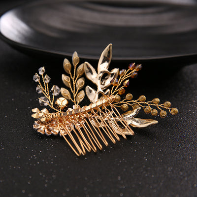 Diadema Artesanal de Hoja de Oro para Novia - Image 4
