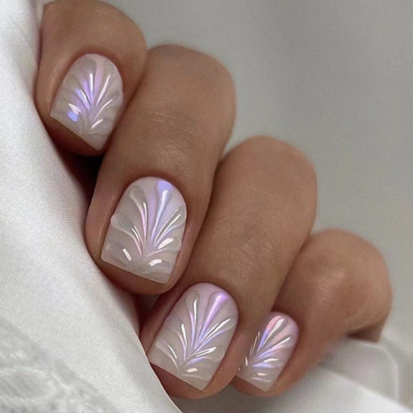 Uñas Postizas 3D con Relieve de Cristales - Diseño Sofisticado