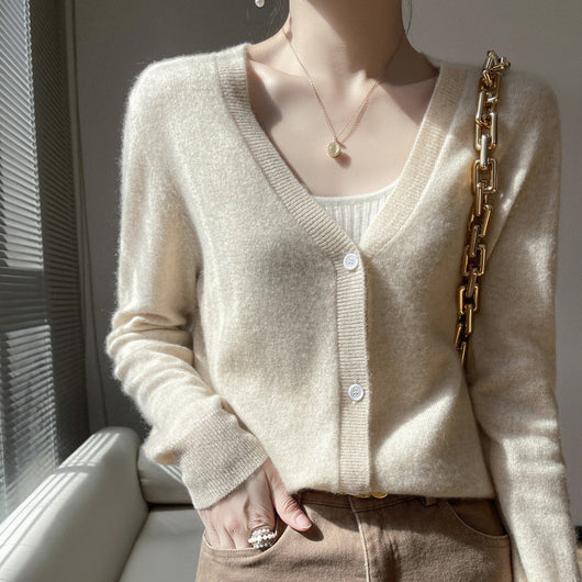 Cardigan Corto de Cachemira Tejida con Mangas Largas para Mujer - Image 6