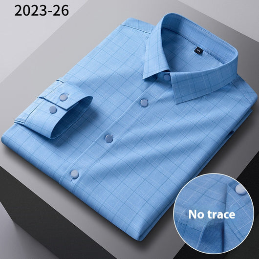 Camisa Manga Larga Rayada de Fibra de Bambú Premium sin Costuras para Hombre - Image 12