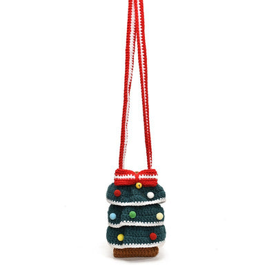 Bolso Cuadrado Navideño de Punto con Árbol de Navidad y Bloques de Color - Image 4