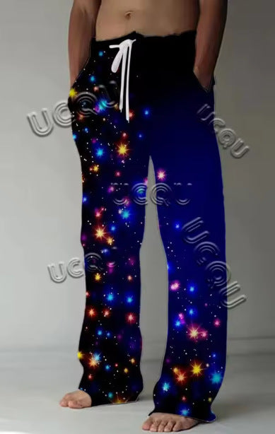 Pantalones Casuales Navideños con Estampado Santa Claus y Cintura Ajustable - Image 11