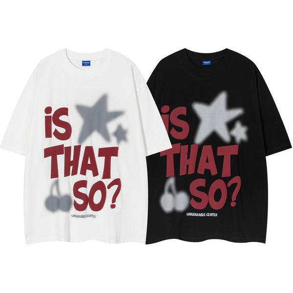 Camiseta Hip Hop con Letras Estampadas - Manga Corta para Hombre