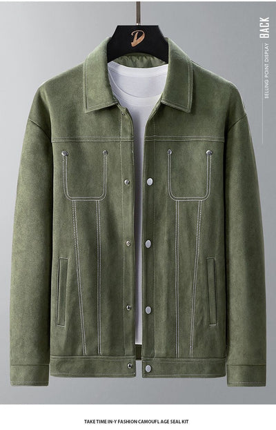 Chaqueta de Trabajo Primavera-Verano en Tela Tipo Ante para Hombre - Image 8