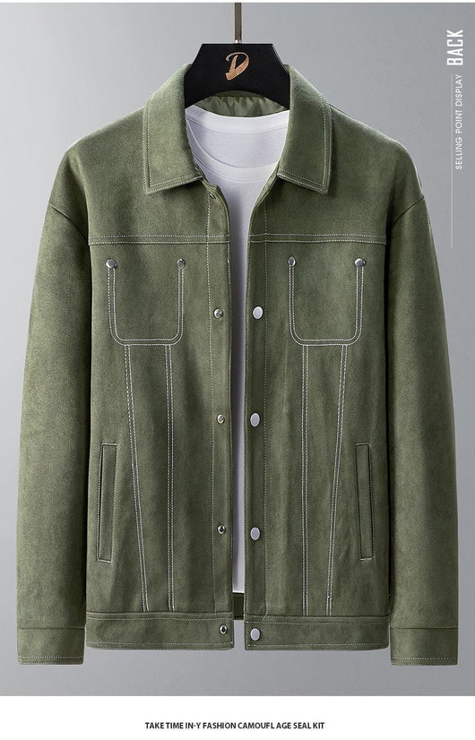 Chaqueta de Trabajo Primavera-Verano en Tela Tipo Ante para Hombre - Image 8