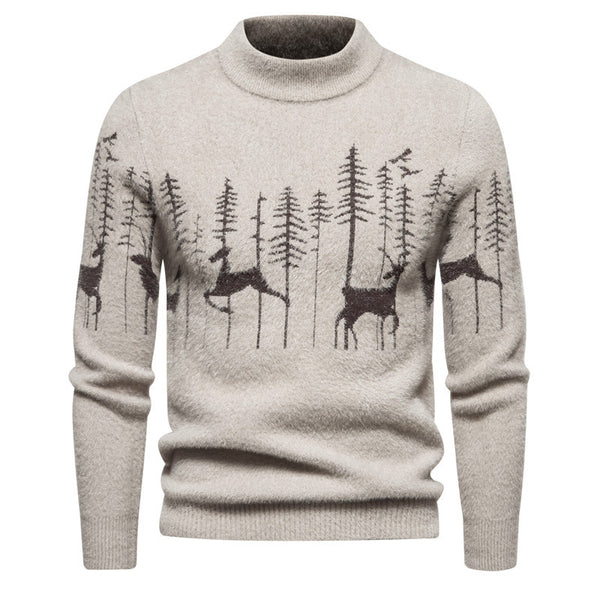 Suéter Navideño Hombre Cuello Redondo Reno Slim Fit Invierno