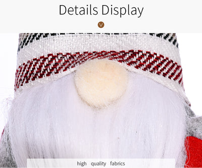 Christmas gnome curtain buckle with a red and white patterned hat, gray body, and long white beard. - Image 9
