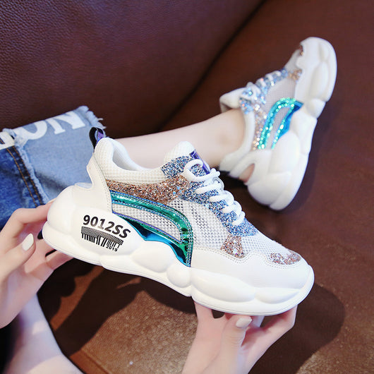 Zapatos Deportivos Papá Respirable con Lentejuelas y Strass Hueco - Image 4