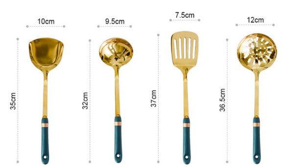 Juego de Utensilios de Cocina en Acero Inoxidable con Asas de Cerámica