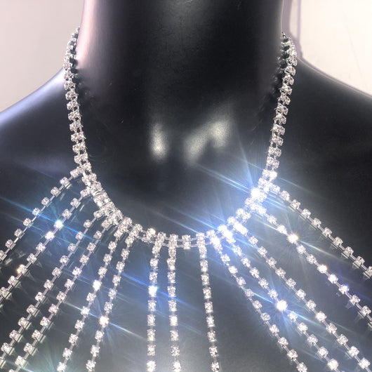 Collar Exagerado Multicapas con Cristales Brillantes - Image 3