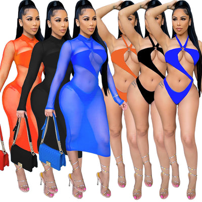 Traje de Baño Dos Piezas Elegante con Tul Transparente - Image 5