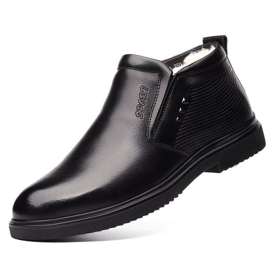 Zapatos de Cuero para Hombre Invierno Cálidos con Forro de Lana - Antideslizantes para Padres y Adultos Mayores - Image 2