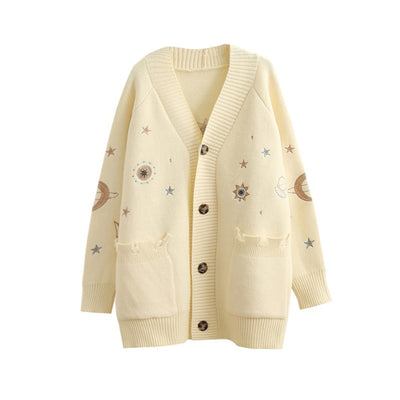 Cardigan Tejido con Bordado Occidental para Mujer - Estilo Relajado y Trendy - Image 10