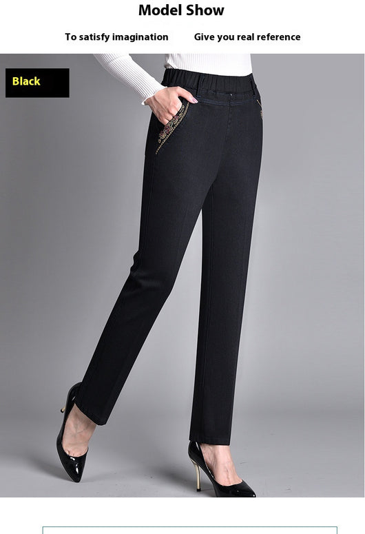 Pantalones Vaqueros Talle Alto Cintura Elástica Corte Recto - Image 11
