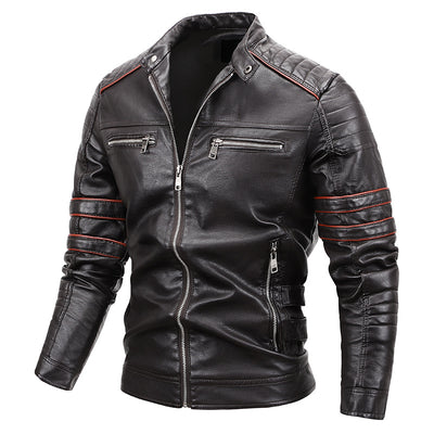 Chaqueta de Cuero para Motocicleta con Forro de Terciopelo Talla Grande - Image 10