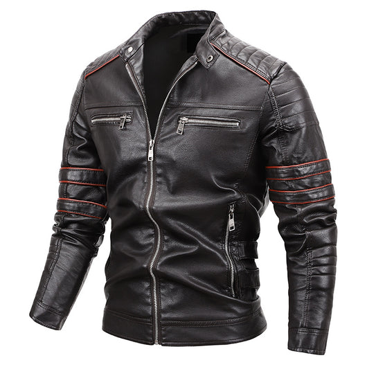Chaqueta de Cuero para Motocicleta con Forro de Terciopelo Talla Grande - Image 10