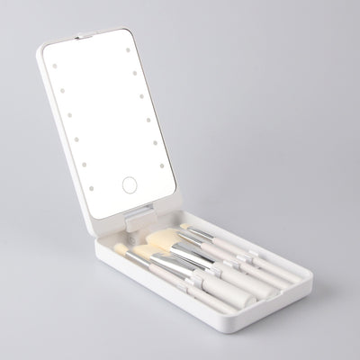 Espejo de Maquillaje Plegable con Set de Brochas - Image 7