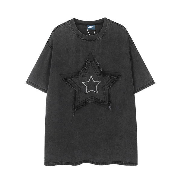 Playera Punk de Mezclilla Manga Corta para Hombre