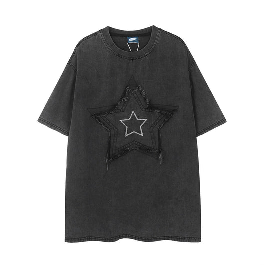 Playera Punk de Mezclilla Manga Corta para Hombre