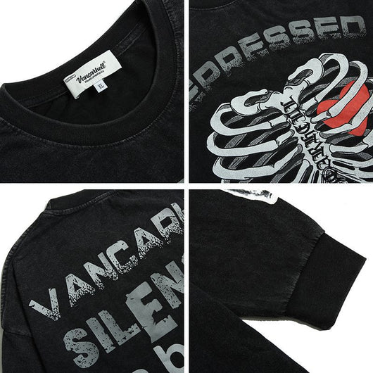 Suéter Holgado Retro Unisex con Estampado Calavera y Amor Desgastado - Image 5