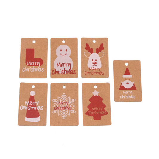 Etiquetas Decorativas Navideñas con Estampado a Color - Botas, Muñeco de Nieve, Reno y Anciano