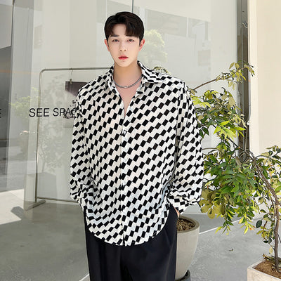 Camisa de Manga Larga Cuadros Blanco y Negro para Hombre - Image 6