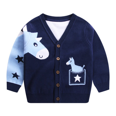 Suéter Infantil Escote V Diseño Cartoon para Otoño