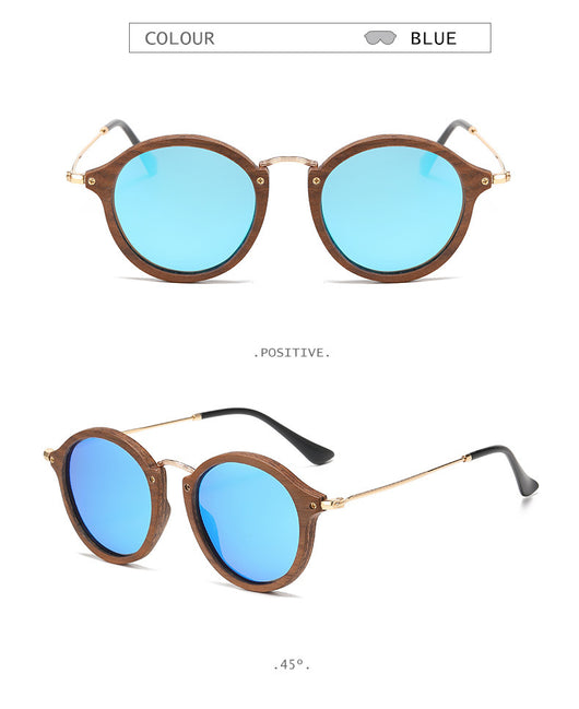 Gafas de Sol Redondas en Madera de Nogal - Estilo Casual Versátil - Image 15