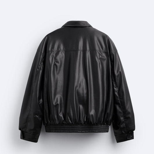 Chaqueta de Cuero Sintético con Solapas y Algodón para Hombre - Image 9