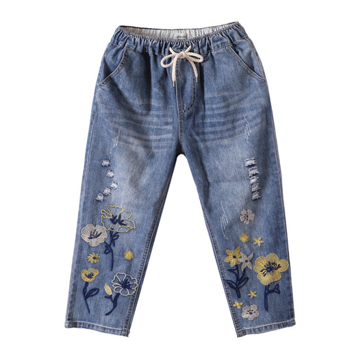 Pantalones Harem de Verano con Bordado Floral y Detalles Calados - Image 7