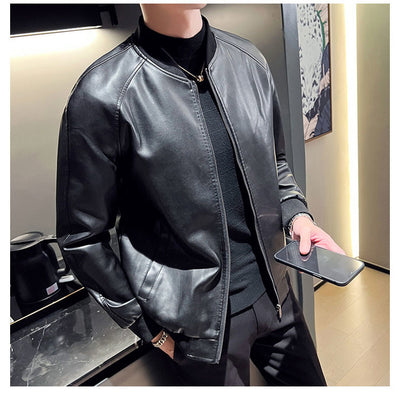 Chaqueta de Cuero Lavado Slim Fit para Hombre - Estilo Moderno - Image 17