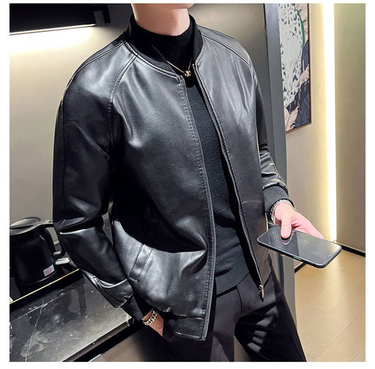 Chaqueta de Cuero Lavado Slim Fit para Hombre - Estilo Moderno - Image 17