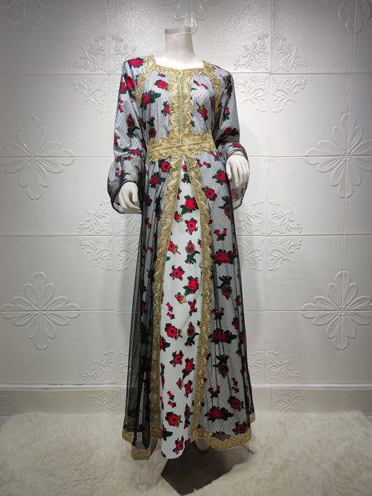 Vestido de Encaje Bordado Estilo Étnico Oriente Medio Dubai - Image 2