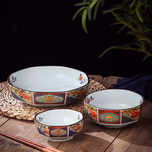Cuenco Cerámico Octagonal Japonés para Mesa