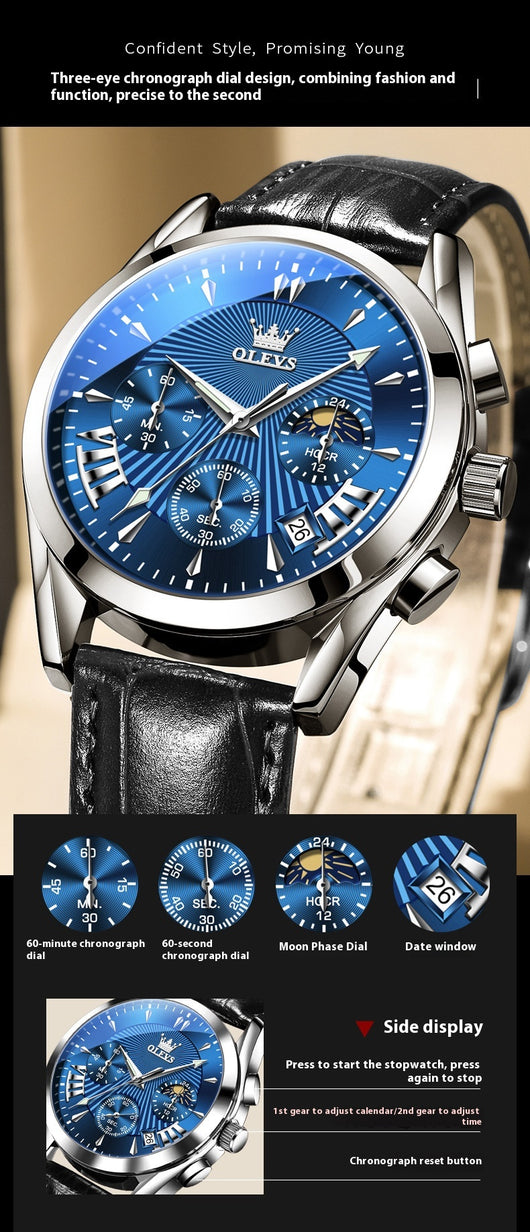 Reloj Multifunción de Cuarzo para Hombre con Calendario y Cronómetro - Image 8