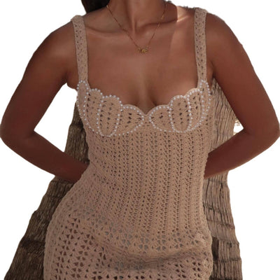 Vestido de Playa con Tirantes Perla para Vacaciones - Image 4